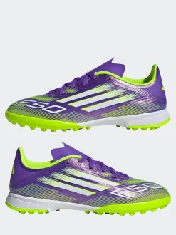 adidas Purple/White Kids F50 League Turf Boots