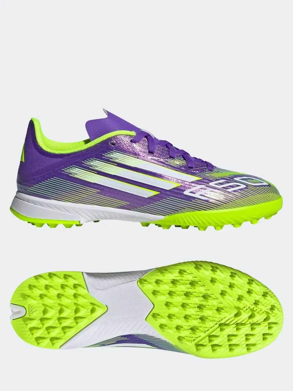 adidas Purple/White Kids F50 League Turf Boots