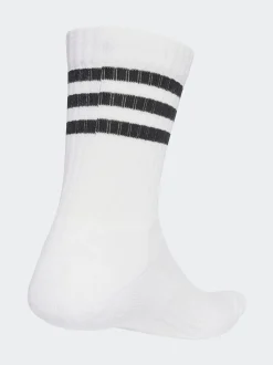 adidas White Ecru 3-Stripe Crew Length Socks 3 Pack
