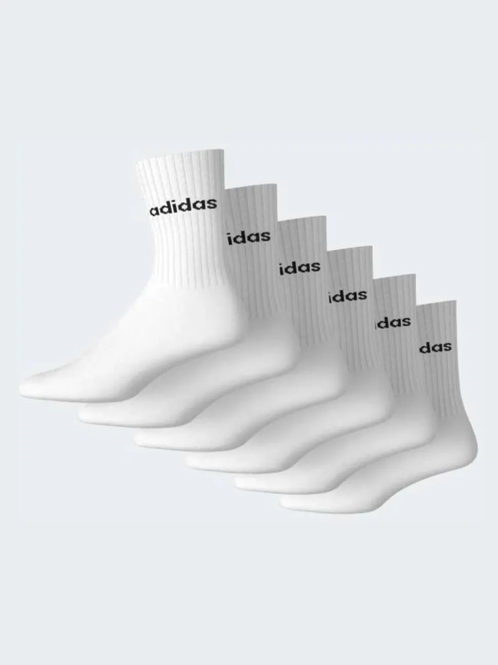 Adidas White Linear Crew Socks Cushioned Socks 6 Pack