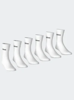 Adidas White Linear Crew Socks Cushioned Socks 6 Pack