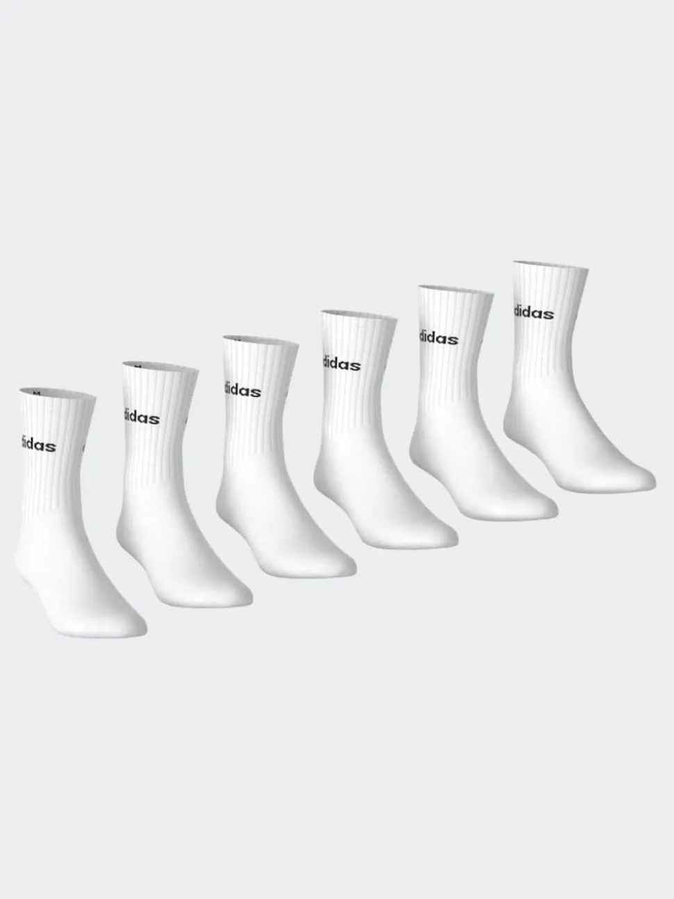 Adidas White Linear Crew Socks Cushioned Socks 6 Pack
