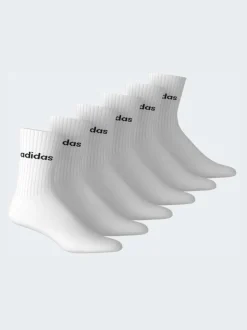 Adidas White Linear Crew Socks Cushioned Socks 6 Pack