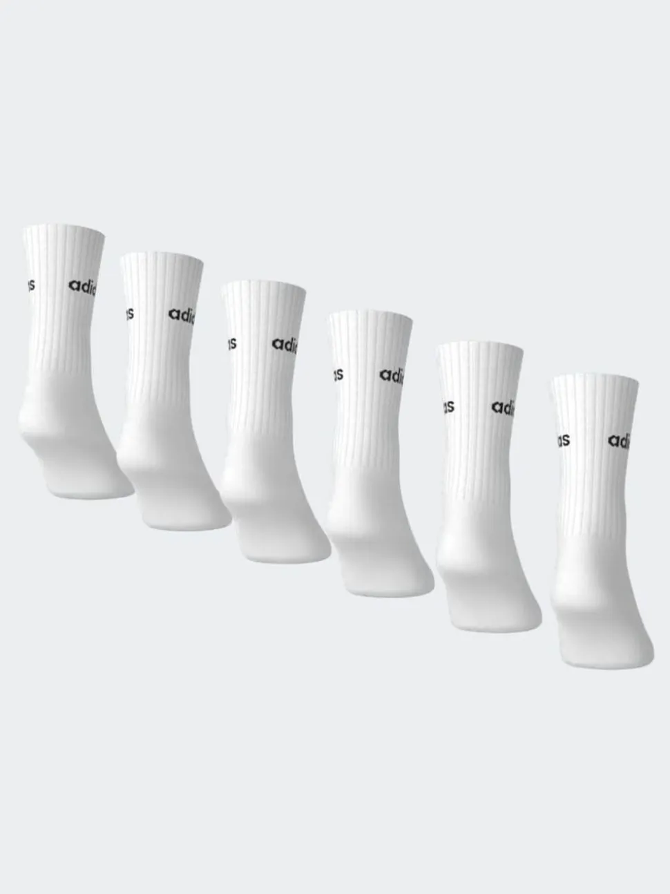 Adidas White Linear Crew Socks Cushioned Socks 6 Pack
