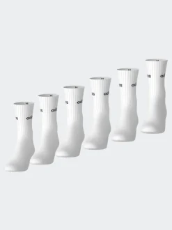 Adidas White Linear Crew Socks Cushioned Socks 6 Pack