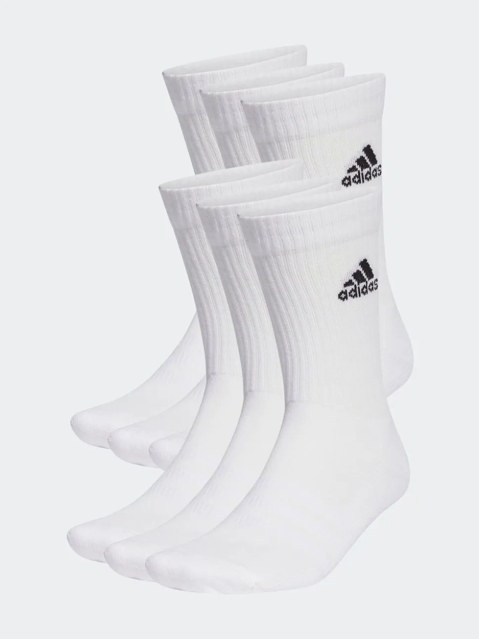adidas White/Black Cushioned Crew Socks 6 Pack