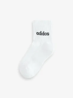 adidas White/Black Linear Crew Socks 10 Pack