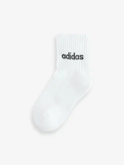 adidas White/Black Linear Crew Socks 10 Pack