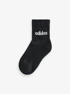 adidas White/Black Linear Crew Socks 10 Pack