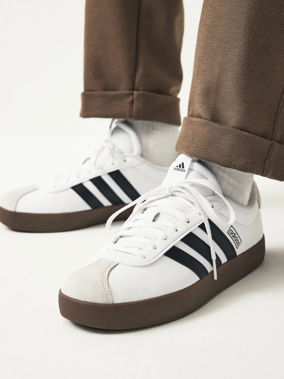 adidas White/Black VL Court Trainers