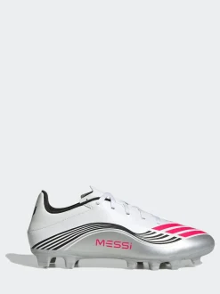 adidas White/Blue Adult F50 Messi Club Firm Ground Boots