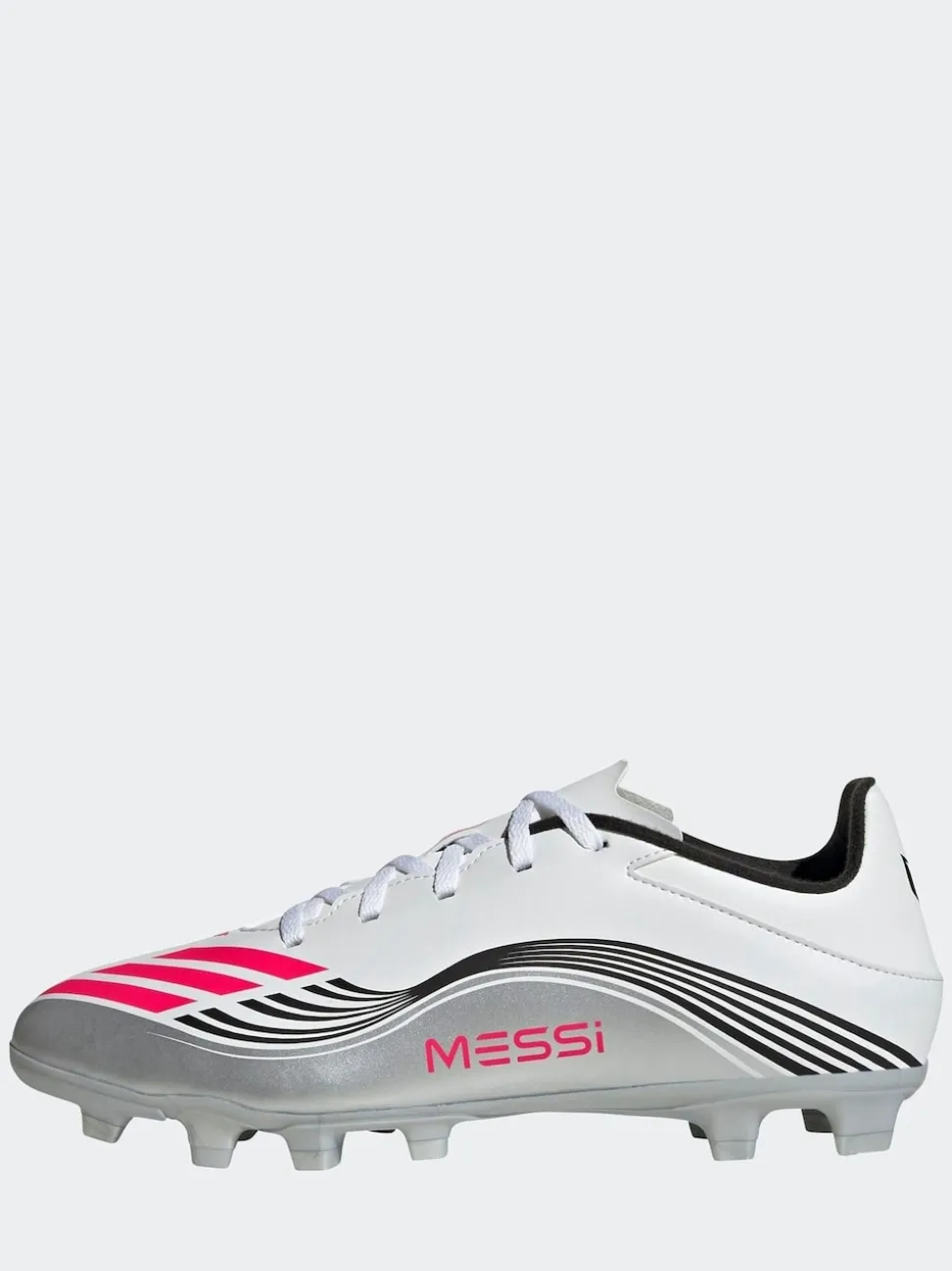adidas White/Blue Adult F50 Messi Club Firm Ground Boots