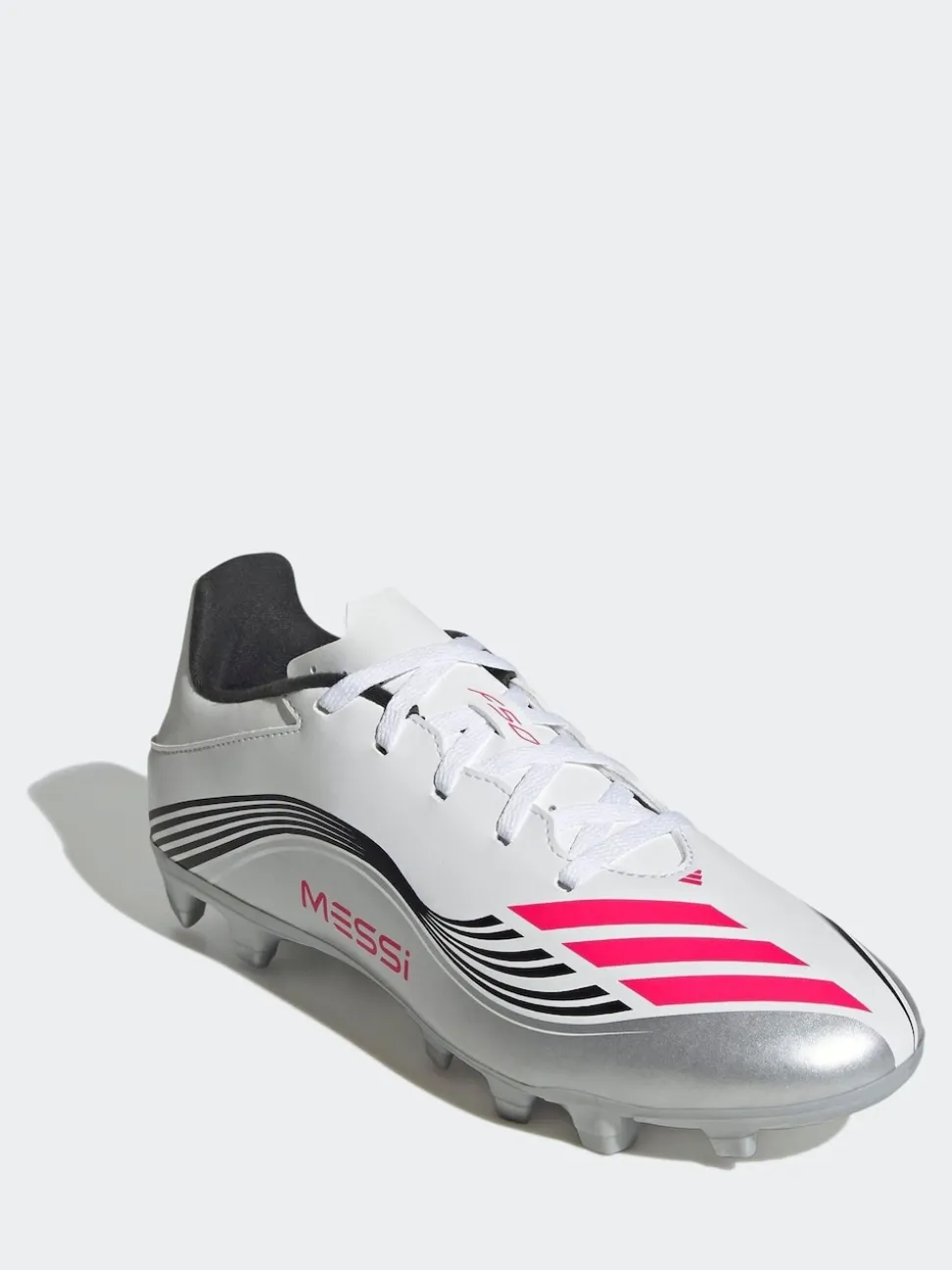 adidas White/Blue Adult F50 Messi Club Firm Ground Boots