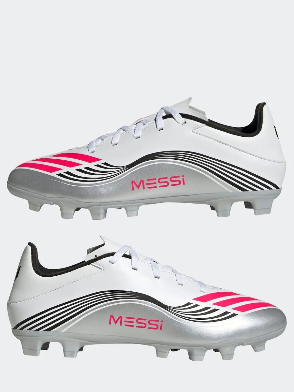 adidas White/Blue Adult F50 Messi Club Firm Ground Boots