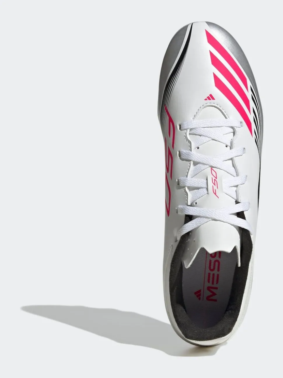 adidas White/Blue Adult F50 Messi Club Firm Ground Boots