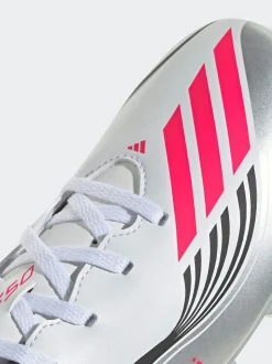 adidas White/Blue Adult F50 Messi Club Firm Ground Boots