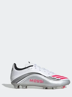 adidas White/Blue Kids F50 Messi League Firm/Multi Ground Boots