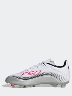 adidas White/Blue Kids F50 Messi League Firm/Multi Ground Boots