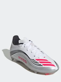adidas White/Blue Kids F50 Messi League Firm/Multi Ground Boots