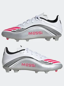 adidas White/Blue Kids F50 Messi League Firm/Multi Ground Boots