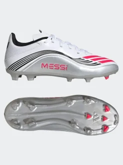adidas White/Blue Kids F50 Messi League Firm/Multi Ground Boots