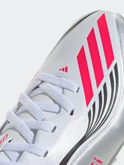 adidas White/Blue Kids F50 Messi League Firm/Multi Ground Boots