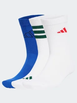 adidas White/Blue Logo Socks 3 Pack