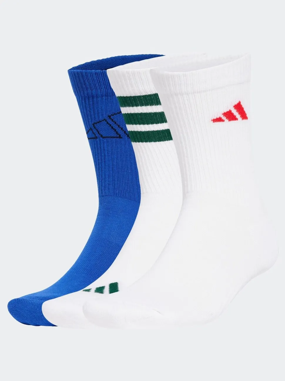 adidas White/Blue Logo Socks 3 Pack