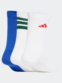 adidas White/Blue Logo Socks 3 Pack