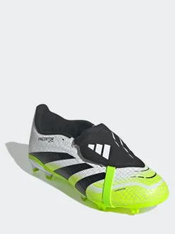 adidas White/Lemon Kids Predator League Fold-Over Tongue Firm/Multi Ground Boots