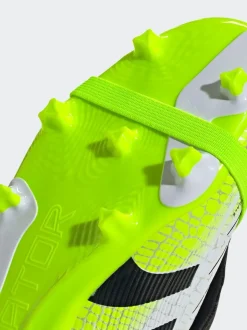 adidas White/Lemon Kids Predator League Fold-Over Tongue Firm/Multi Ground Boots