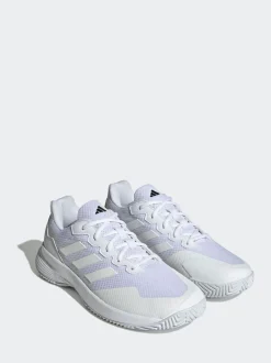 adidas White/Silver Gamecourt Tennis Trainers