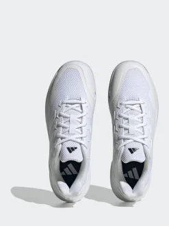 adidas White/Silver Gamecourt Tennis Trainers