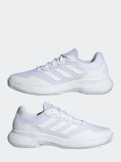 adidas White/Silver Gamecourt Tennis Trainers