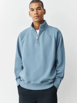 Airforce Blue Heavyweight Washed Quarter Zip Sweatshirt