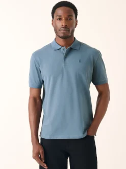 Airforce Blue Regular Fit Short Sleeve Pique Polo Shirt