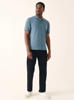 Airforce Blue Regular Fit Short Sleeve Pique Polo Shirt