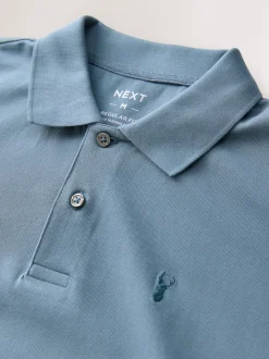 Airforce Blue Regular Fit Short Sleeve Pique Polo Shirt