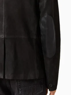 AllSaints Anthracite Grey Survey Grey Double Layered Suede Leather Blazer