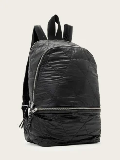 AllSaints Black Finn Quilt Backpack