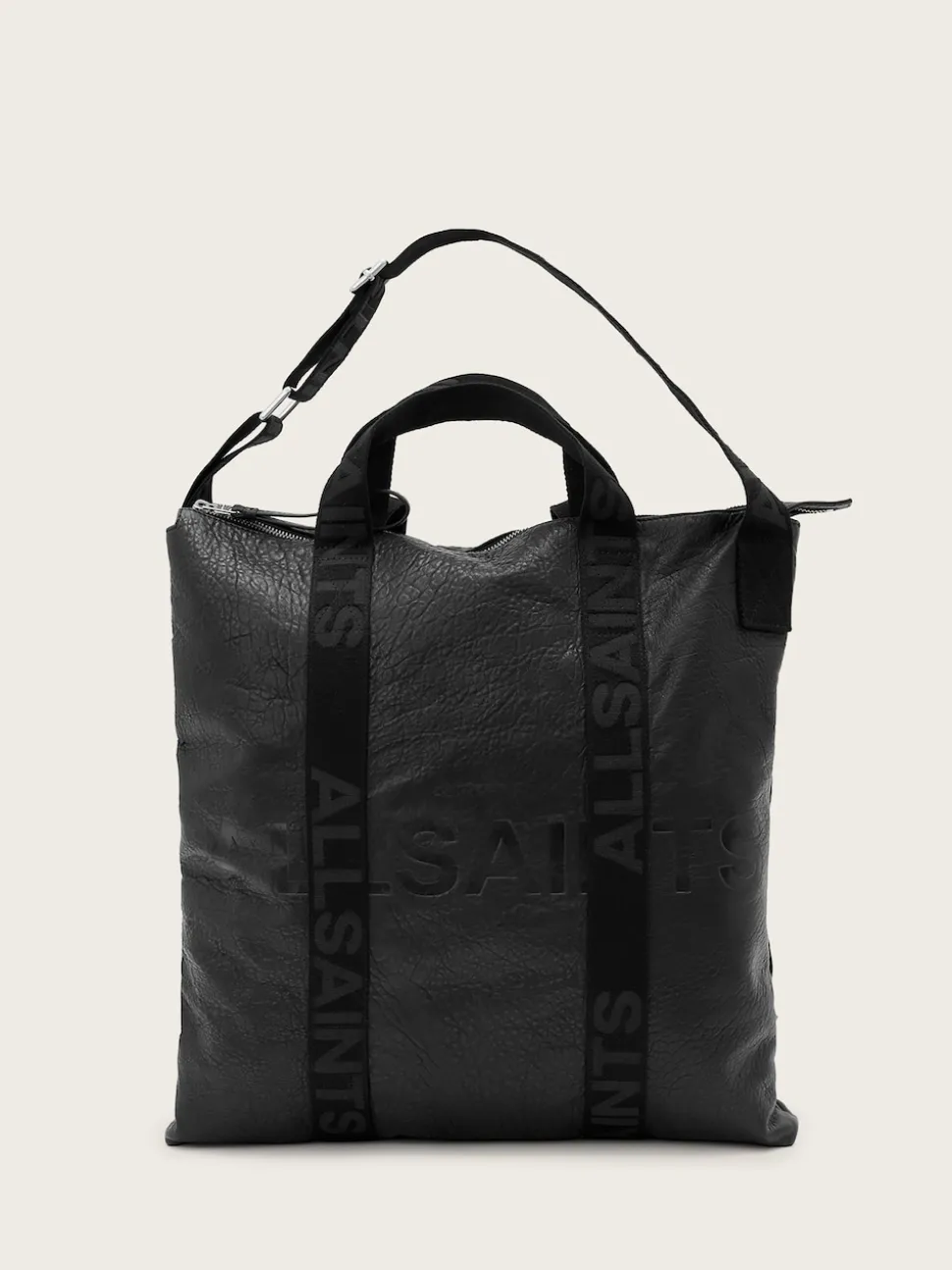 AllSaints Black Kei Leather Backpack