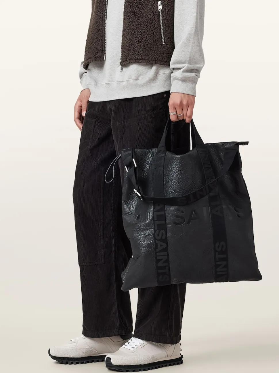 AllSaints Black Kei Leather Backpack