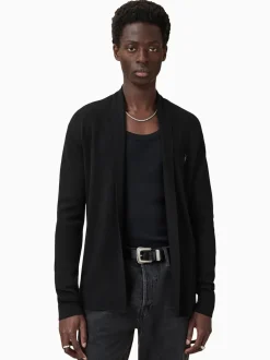 AllSaints Black Mode Merino Wool Open Cardigan