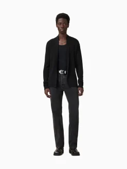 AllSaints Black Mode Merino Wool Open Cardigan