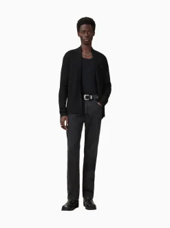 AllSaints Black Mode Merino Wool Open Cardigan