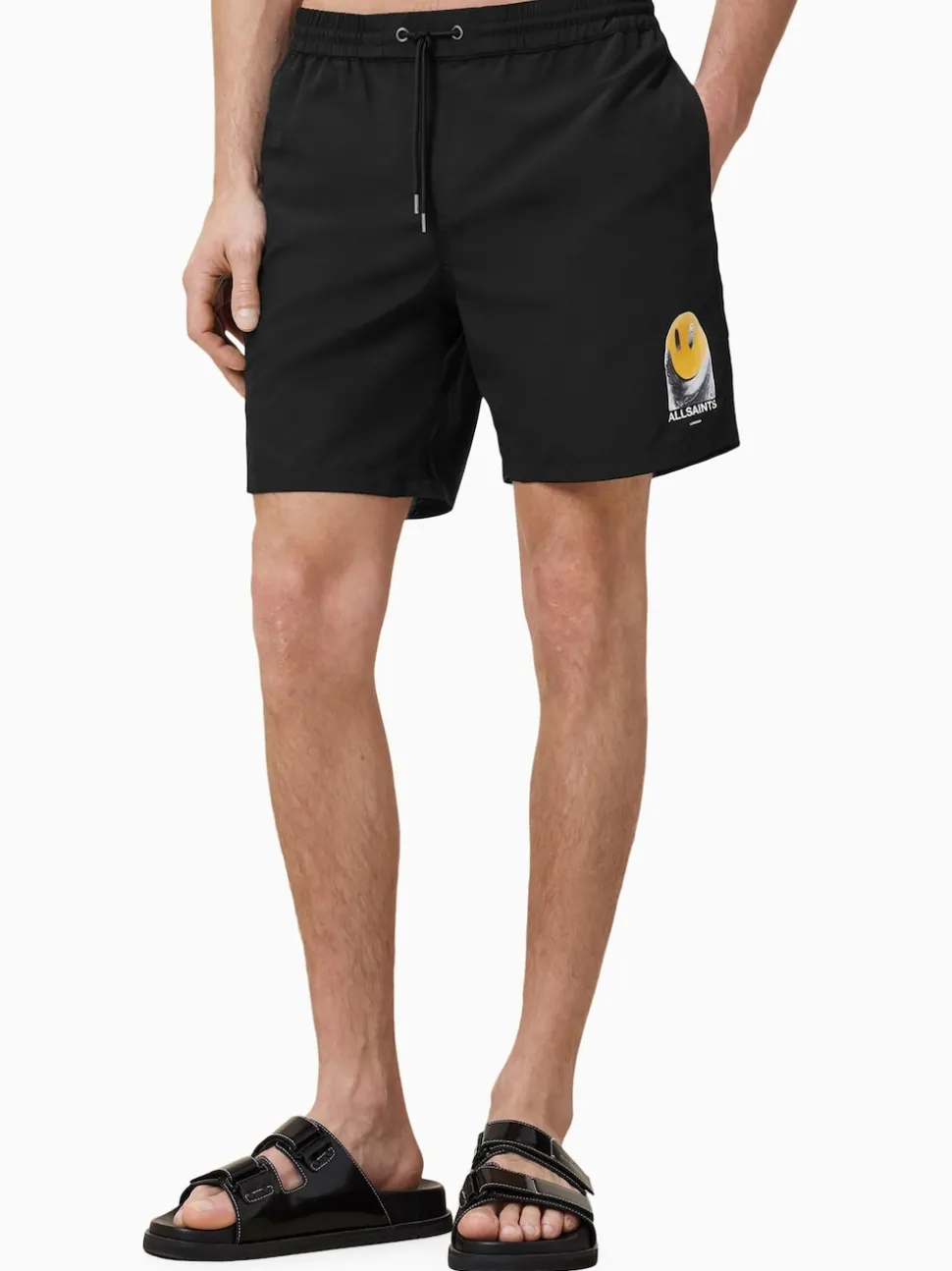 AllSaints Black Party Wave Swim Shorts