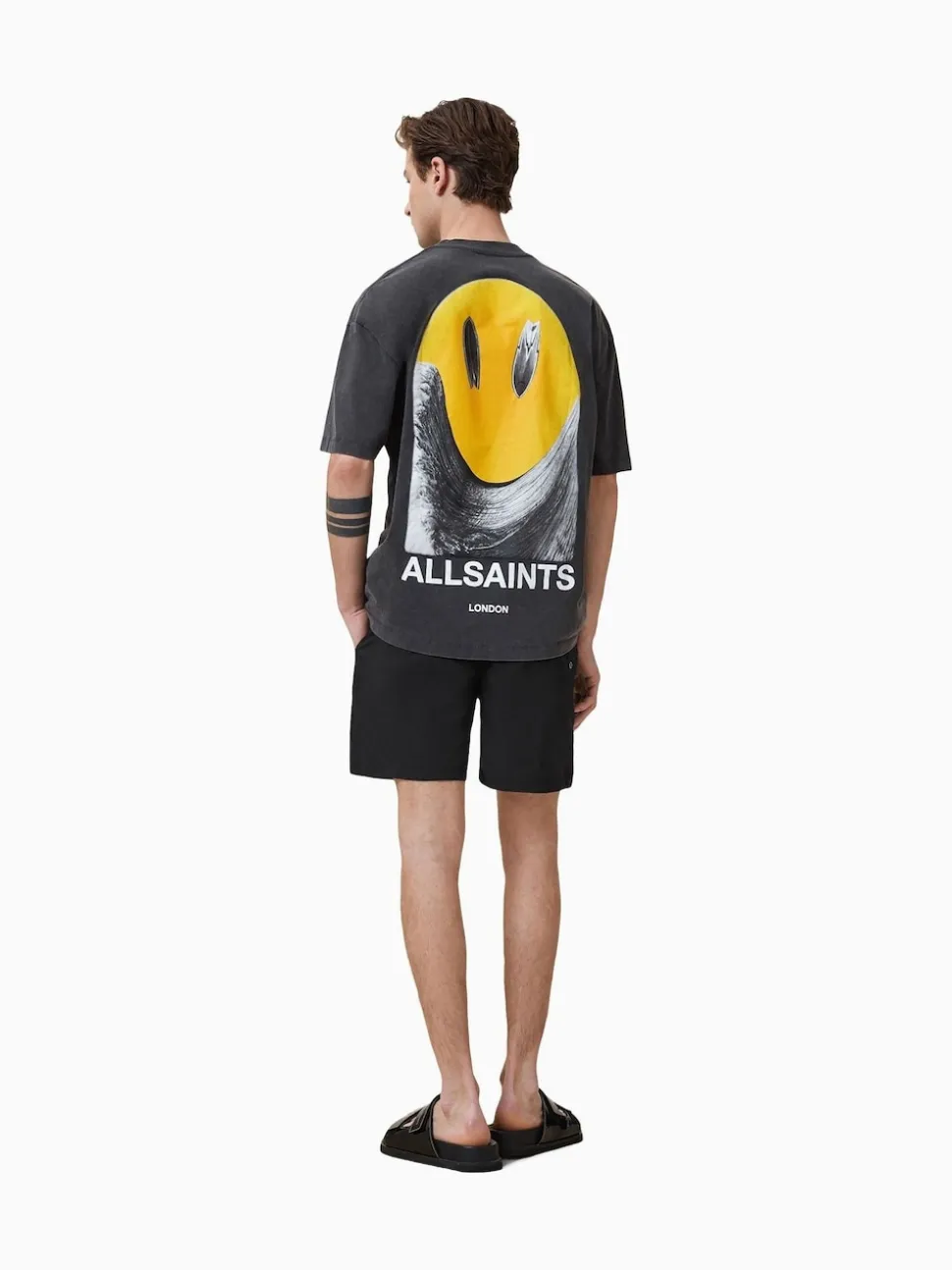 AllSaints Black Party Wave Swim Shorts