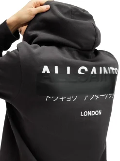 AllSaints Black Redact Black Pullover Hoody