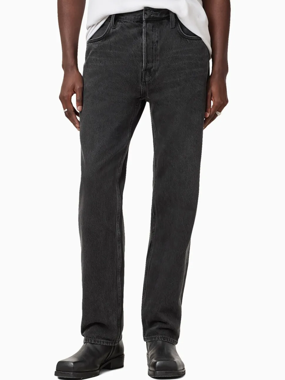 AllSaints Black Reid Black Straight Leg Jeans