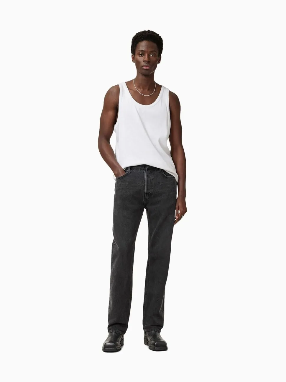 AllSaints Black Reid Black Straight Leg Jeans